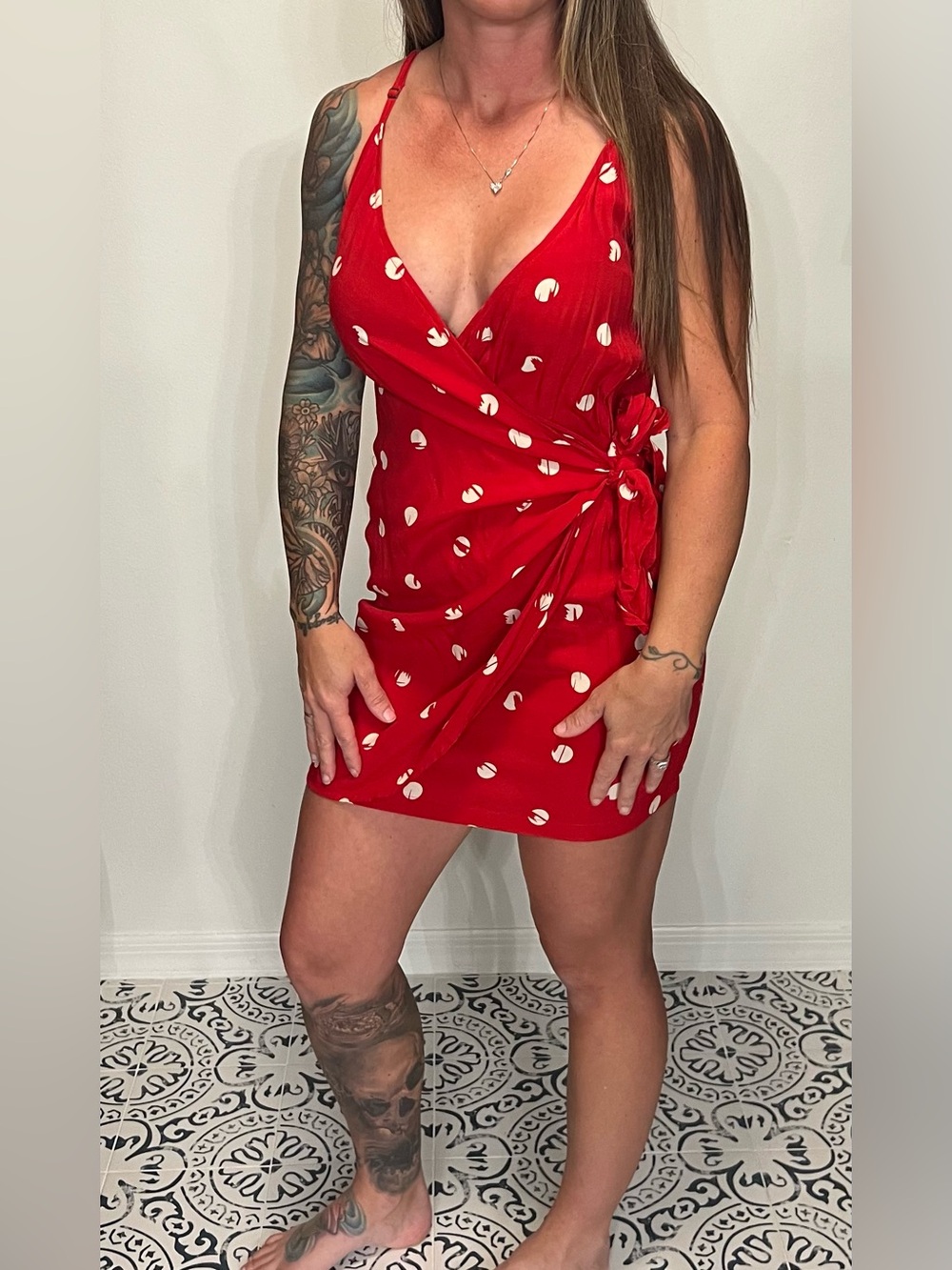 LA Confection Red Polka Wrap Mini Dress - Women's Summer Dress